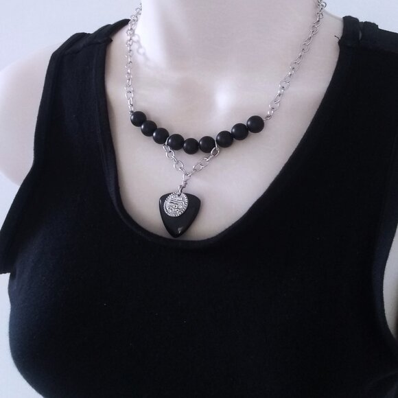 Sexy Seductive Business Casual Goth Grunge Domme | Black Jasper + Stone Necklace - Picture 6 of 7